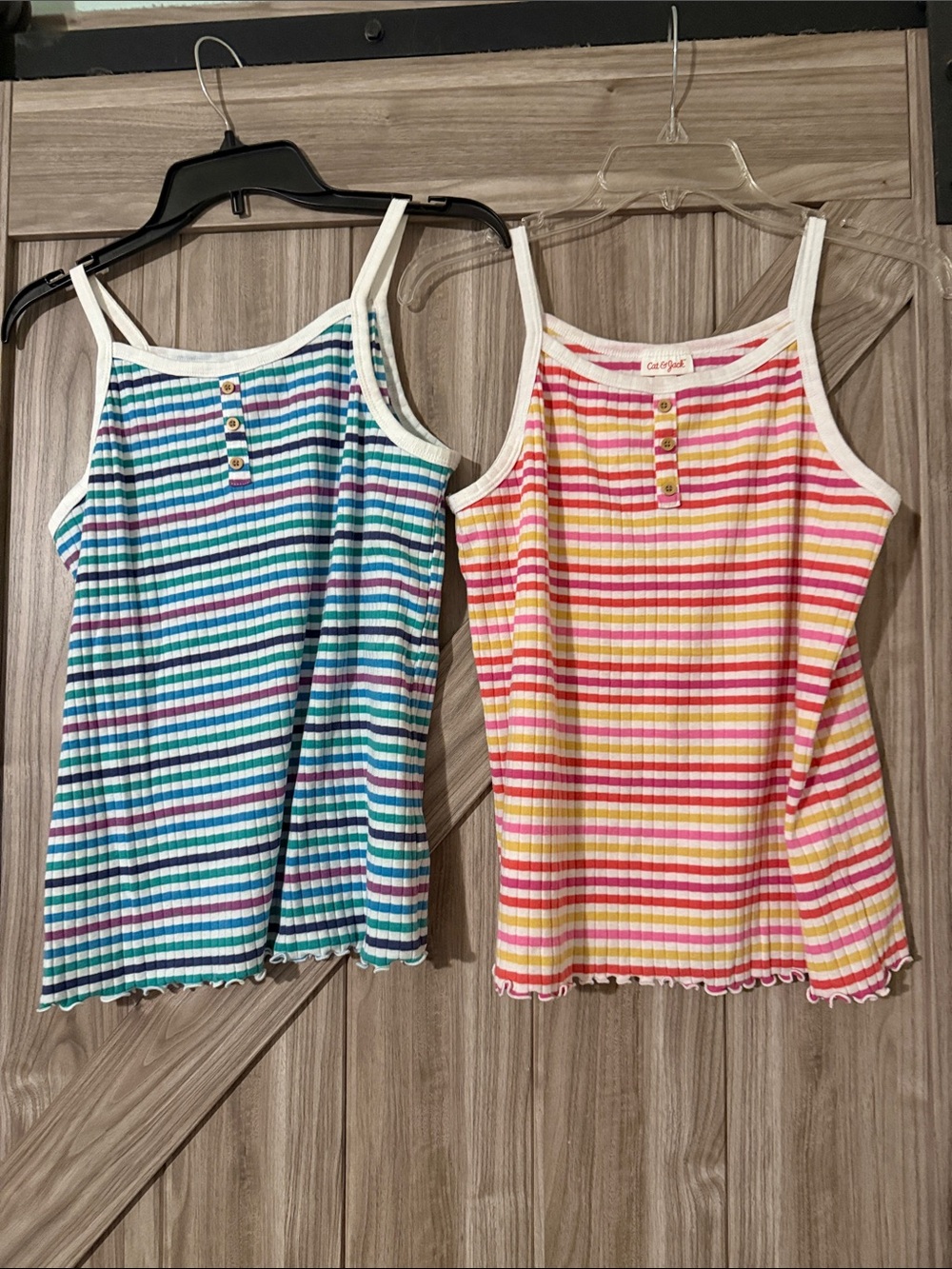 Cat & Jack Striped Ribbed Tank Tops - Blue Multi & Pink Multi